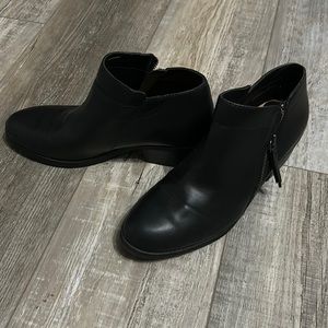 Faux black leather boots